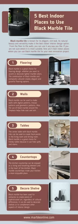 5 Best Indoor Places to Use Black Marble Tile