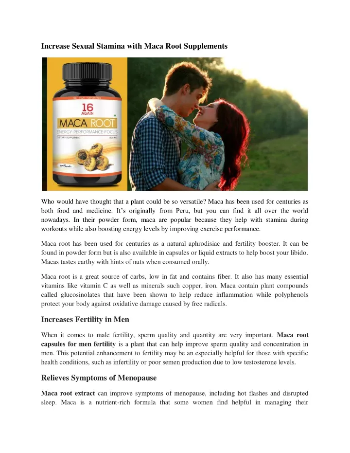 increase sexual stamina with maca root supplements