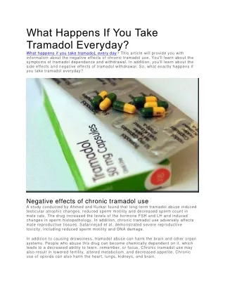 What Happens If You Take Tramadol Everyday