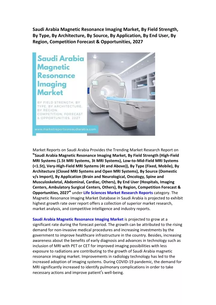 saudi arabia magnetic resonance imaging market