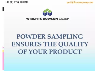 Powder Sampling Ensures the Quality of Your Product