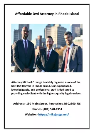 Affordable Dwi Attorney in Rhode Island
