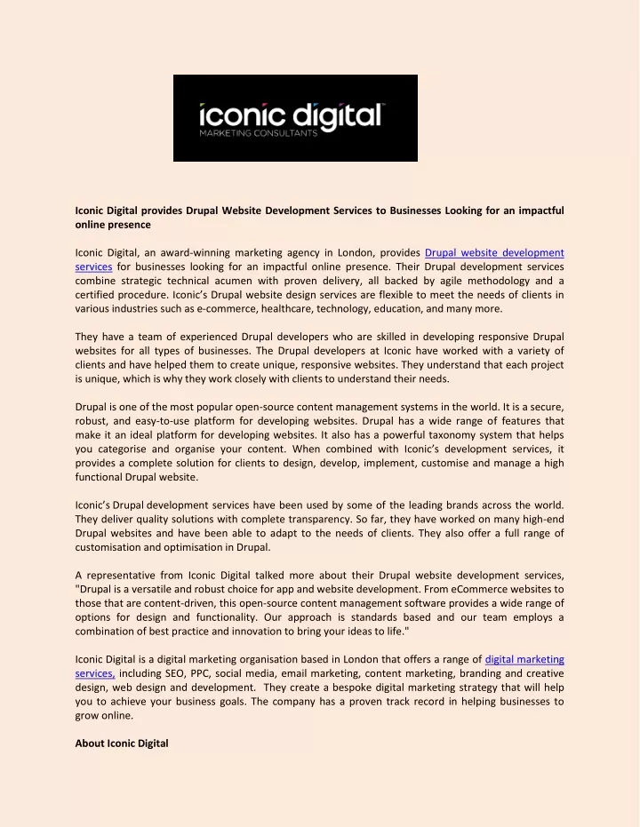 iconic digital provides drupal website