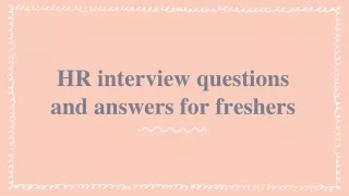 Hr interview questions and answers for freshers