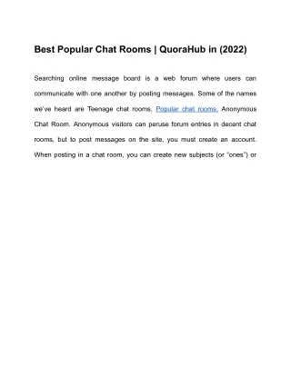 best popular chat rooms quorahub in 2022
