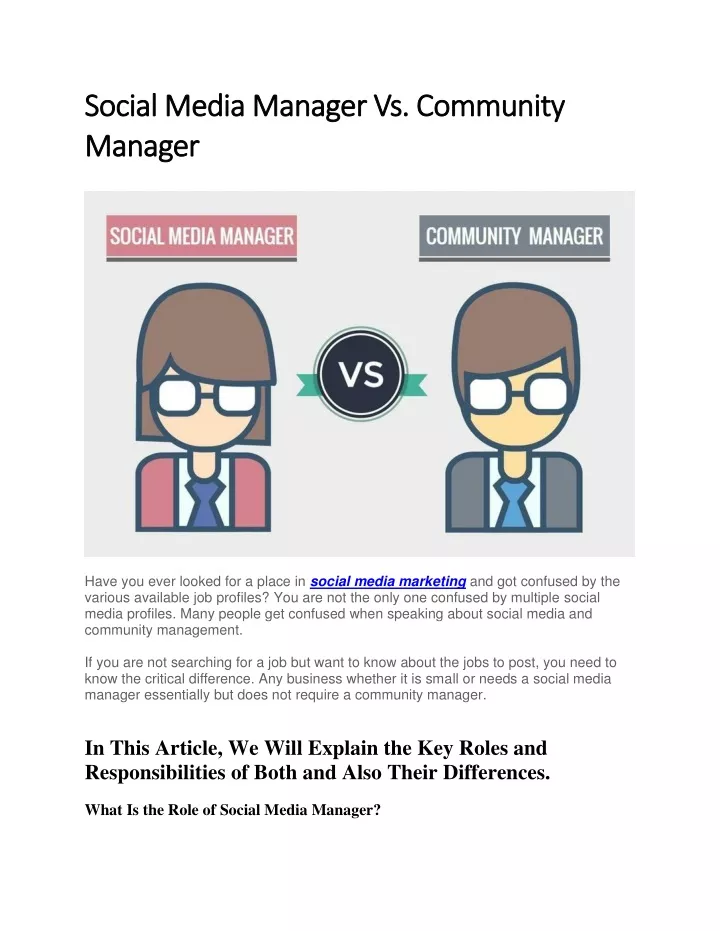 social media manager vs community social media