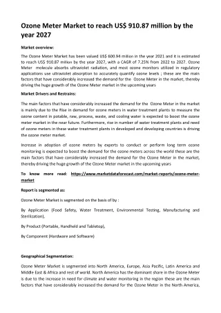ozone meter market to reach us 910 87 million