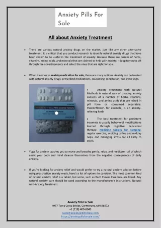 All about Anxiety Treatment