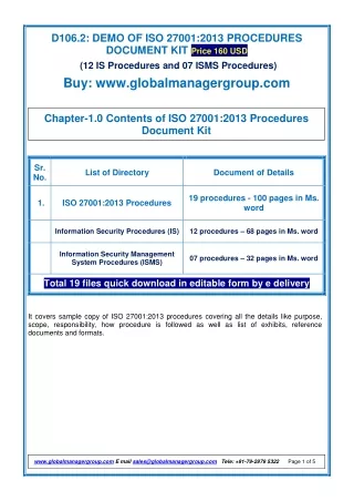 d106 2 demo of iso 27001 2013 procedures document