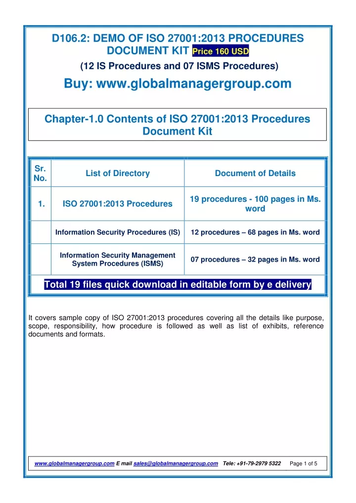 d106 2 demo of iso 27001 2013 procedures document