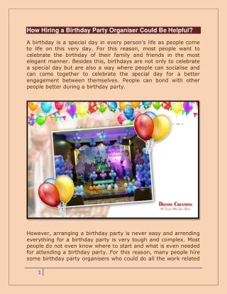 How Hiring a Birthday Party Organiser Could Be Helpful