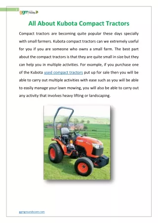 All About Kubota Compact Tractors