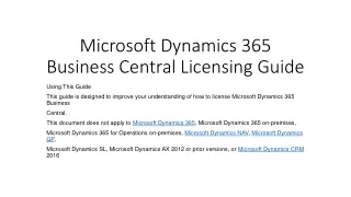 Microsoft Dynamics 365 Business Central Licensing Guides