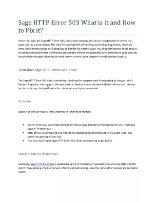 sage http error 503 what is it and how to fix it