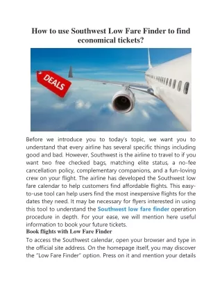 how to use southwest low fare finder to find