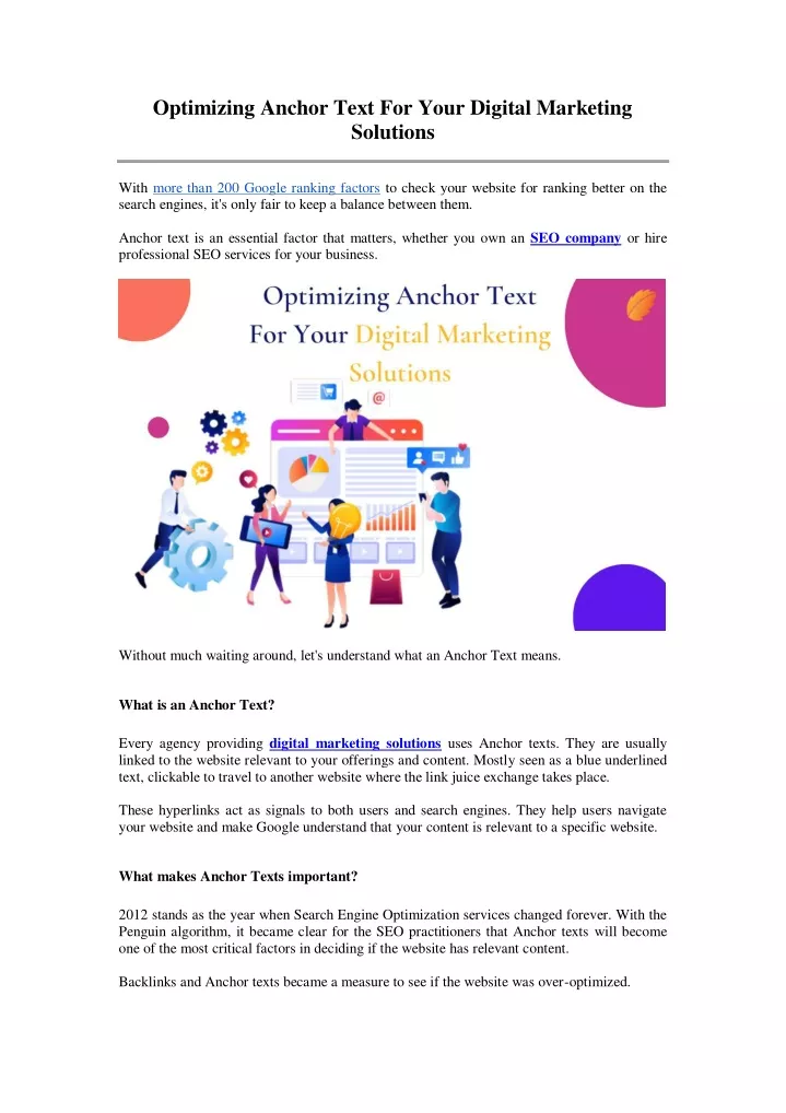 optimizing anchor text for your digital marketing