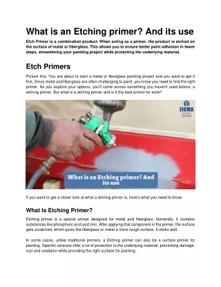 What is an Etching primer_ And its use