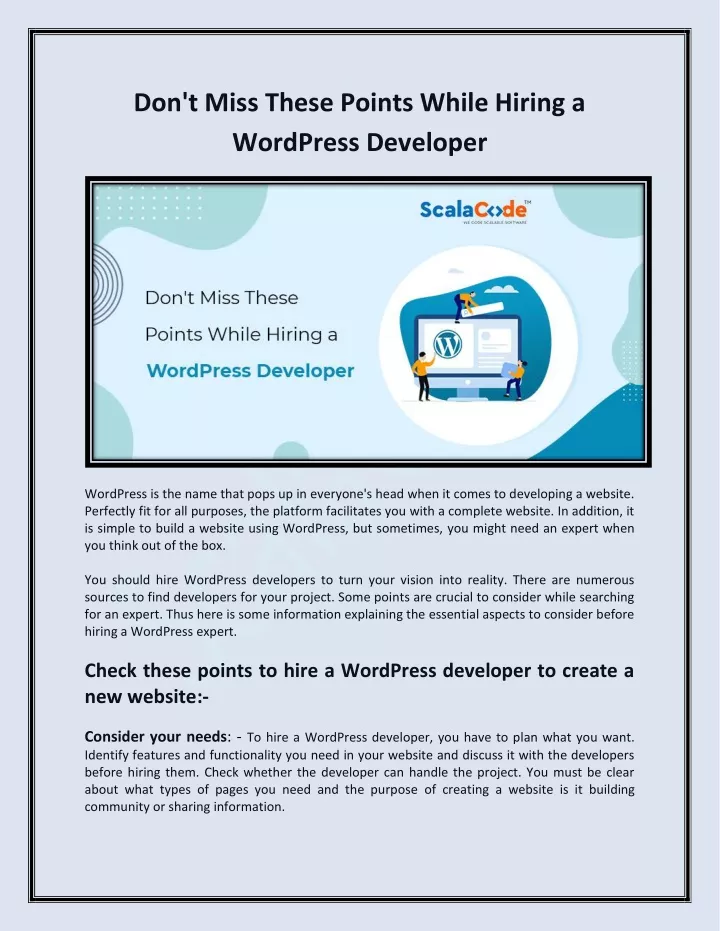 don t miss these points while hiring a wordpress