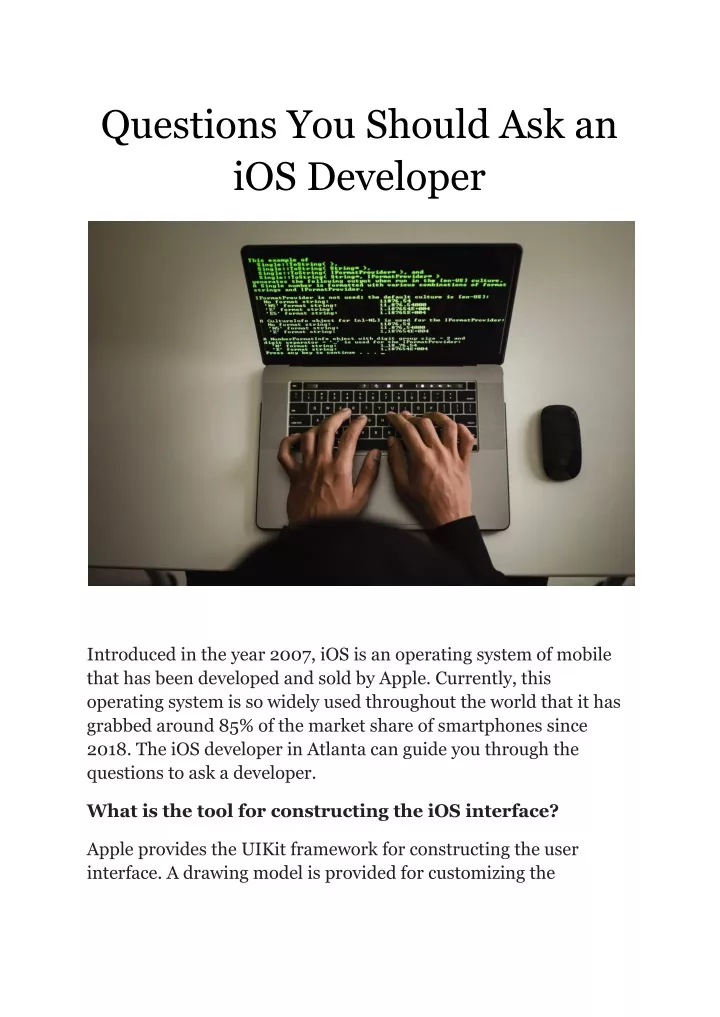 questions you should ask an ios developer