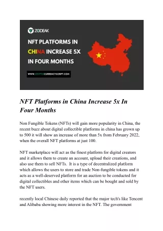 NFT Platforms in China Increase 5x In Four Months