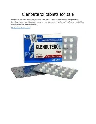 Clenbuterol tablets for sale