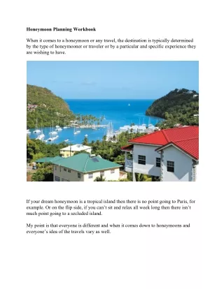 honeymoon planning workbook