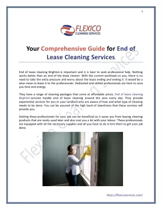 Your Comprehensive Guide for End of Lease Cleaning Services