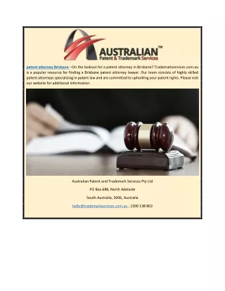 Patent Attorney Brisbane | Trademarkservices.com.au