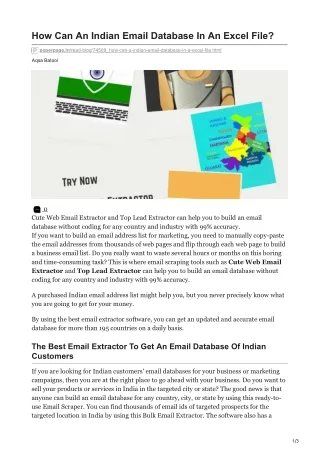 how can an indian email database in an excel file