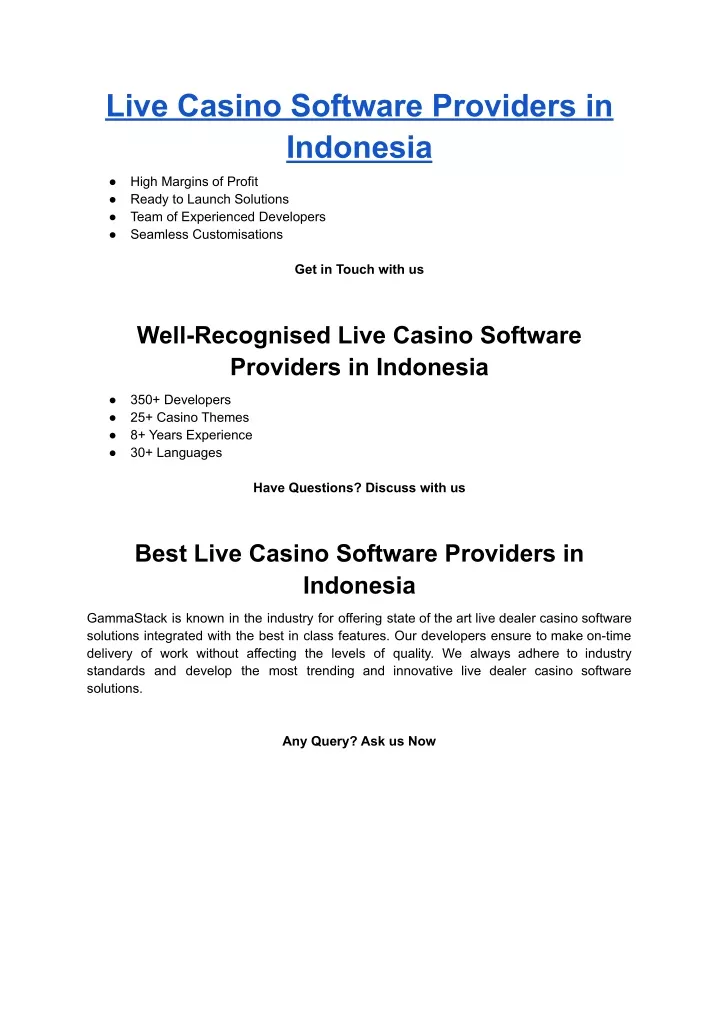 live casino software providers in indonesia