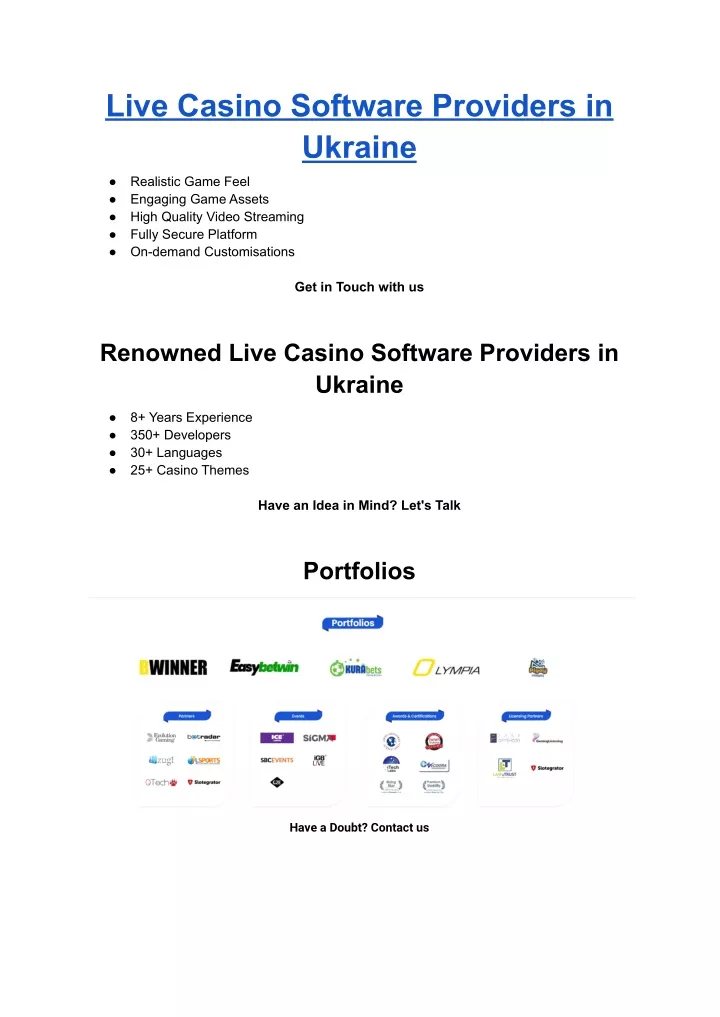 live casino software providers in ukraine