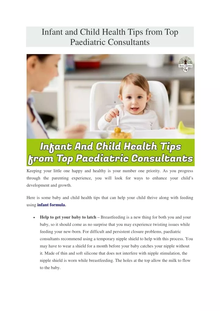 infant and child health tips from top paediatric