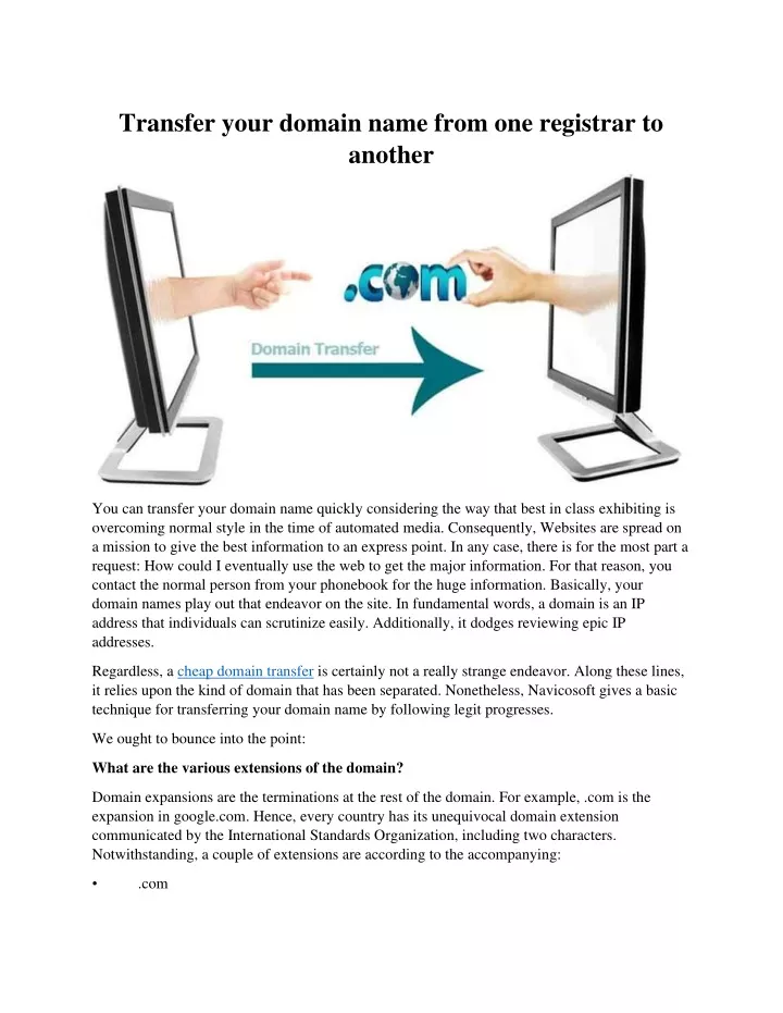 transfer your domain name from one registrar