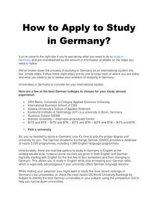 How to Apply to Study in Germany?