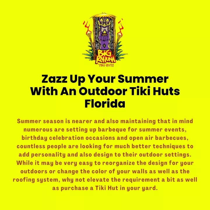 zazz up your summer with an outdoor tiki huts