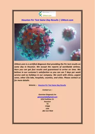 Houston Pcr Test Same Day Results 24test.com