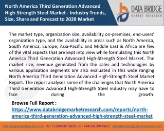 North America Third Generation Advanced High-Strength Steel Market  - Industry Trends, Size, Share and Forecast to 2028