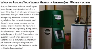 When to Replace Your Water Heater in Atlanta Just Water Heaters