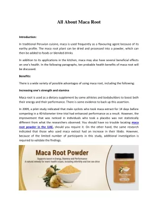 All About Maca Root