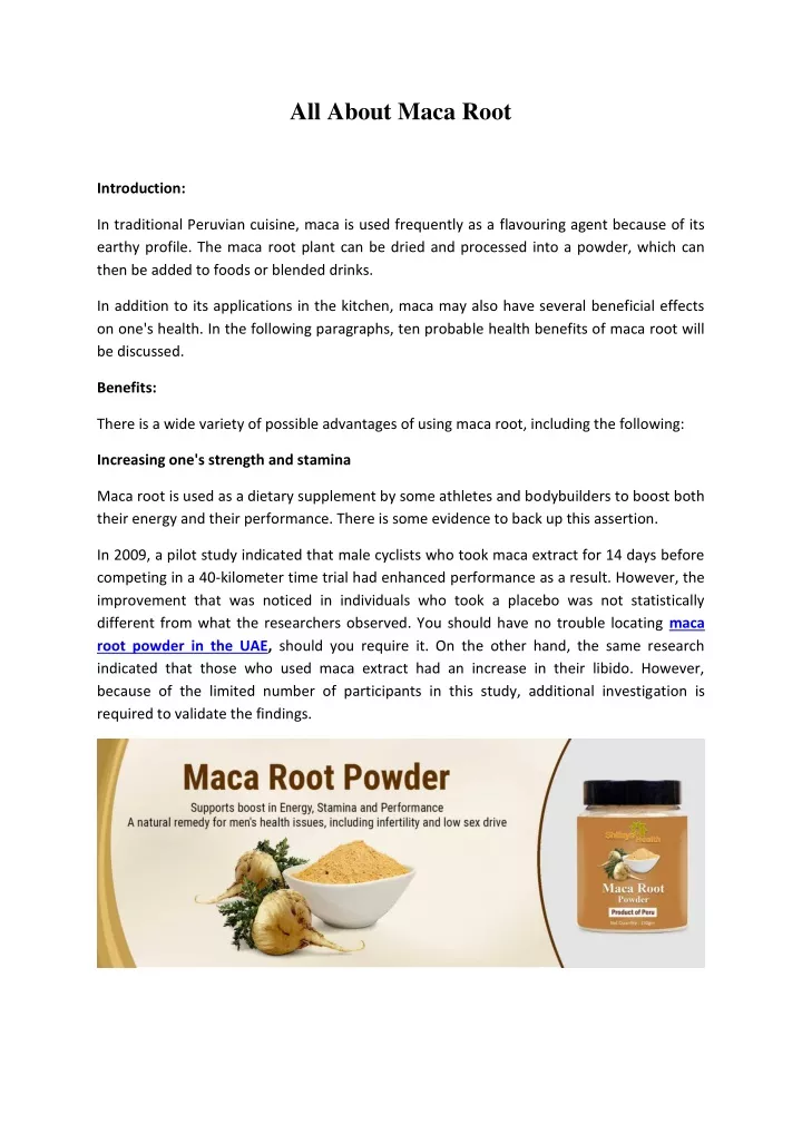 all about maca root