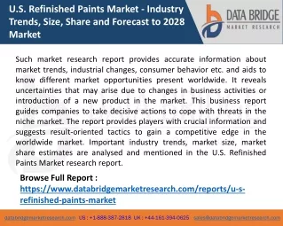 U.S. Refinished Paints Market - Industry Trends, Size, Share and Forecast to 2028 Market