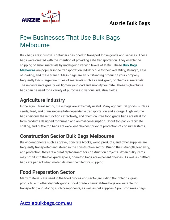 auzzie bulk bags