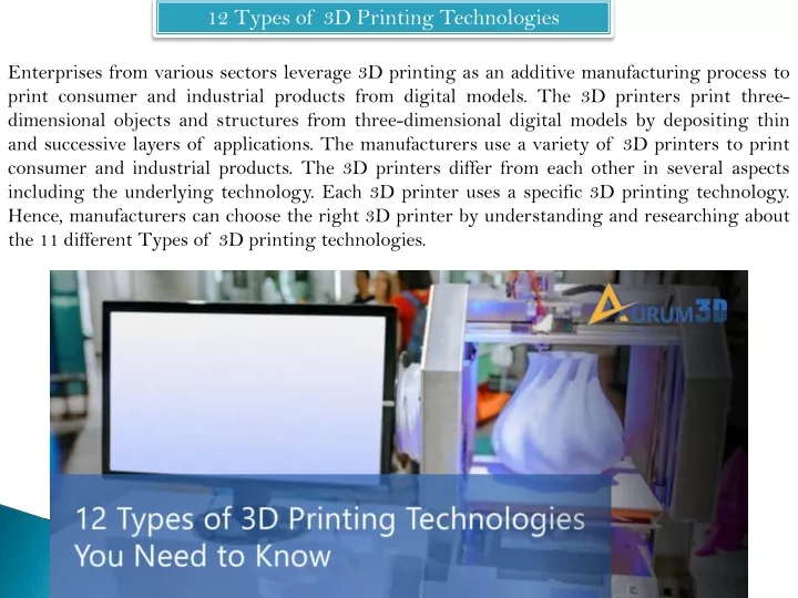 12 types of 3d printing technologies