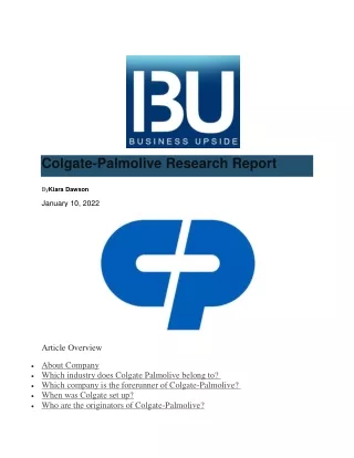 Colgate-Palmolive Research Report