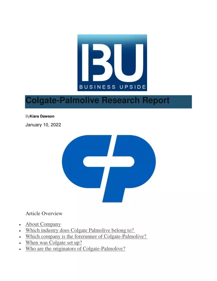 colgate palmolive research report
