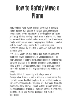 Piano Moving Houston