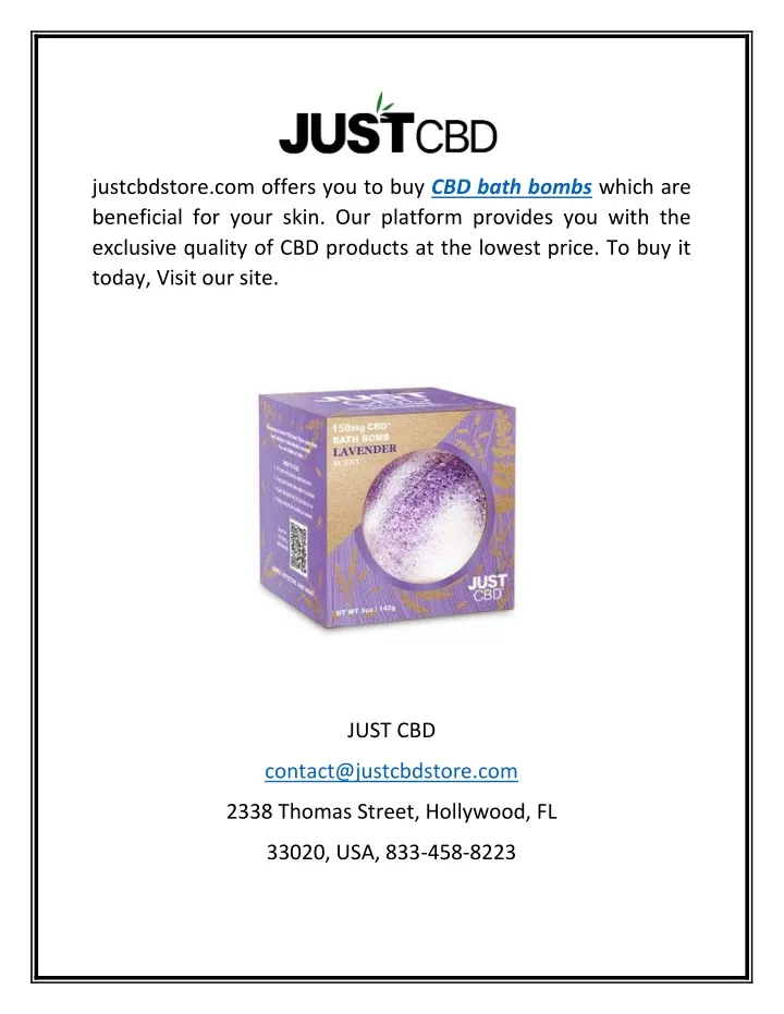 justcbdstore com offers you to buy cbd bath bombs