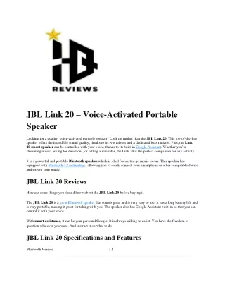 jbl link 20 voice activated portable speaker