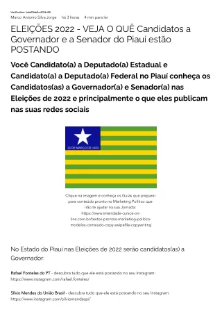 ELEIÇÕES 2022 - VEJA O QUÊ Candidatos a Governador e a Senador do Piauí estão POSTANDO
