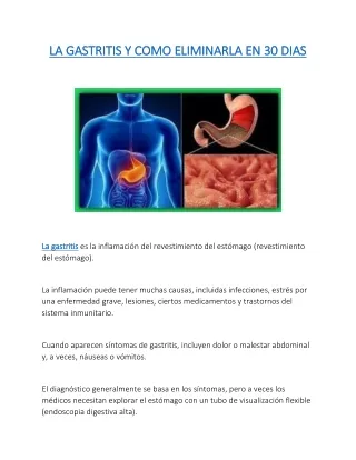 La Gastritis. Como eliminarla en 30 Días de forma natural